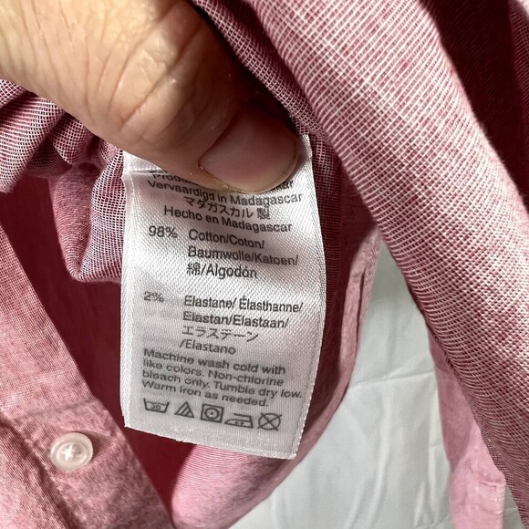 J Crew Flex Slim Fit Pink Long Sleeve Button Up Men's Cotton Shirt Size Medium - Picture 6 of 8
